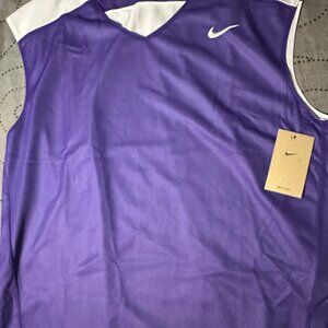 NIKE LACROSE REVERSIBLE PURPLE WHITE SLEEVELESS V COLLAR SHIRT SIZE 2XL XL L MEN